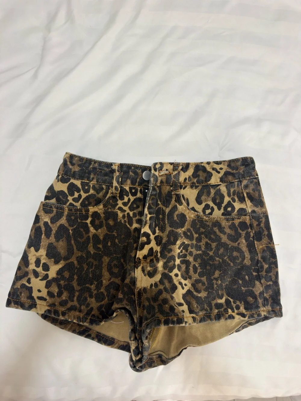 Leopard Print Denim Skirt - Tan & Black
